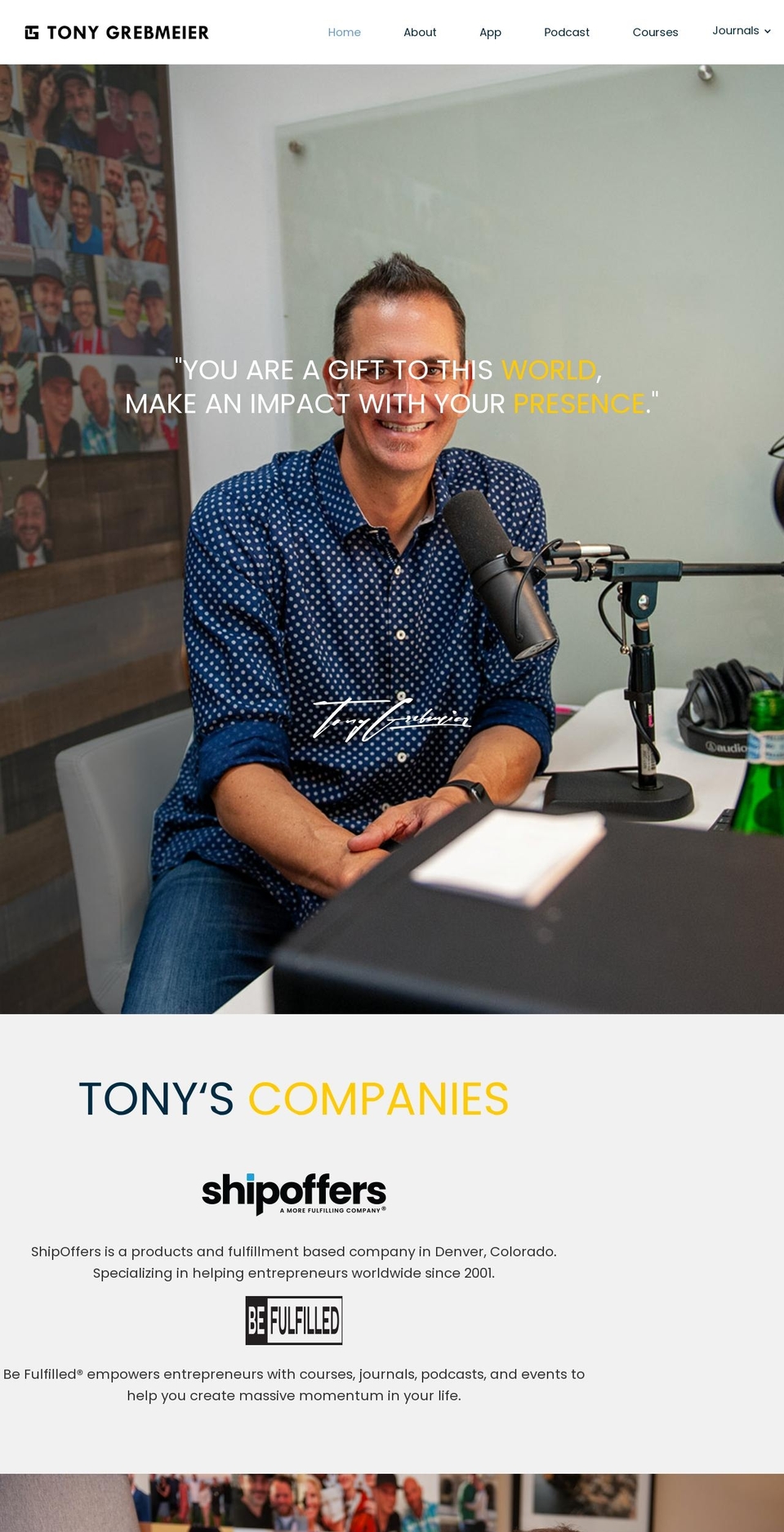 tonygrebmeier.com shopify website screenshot