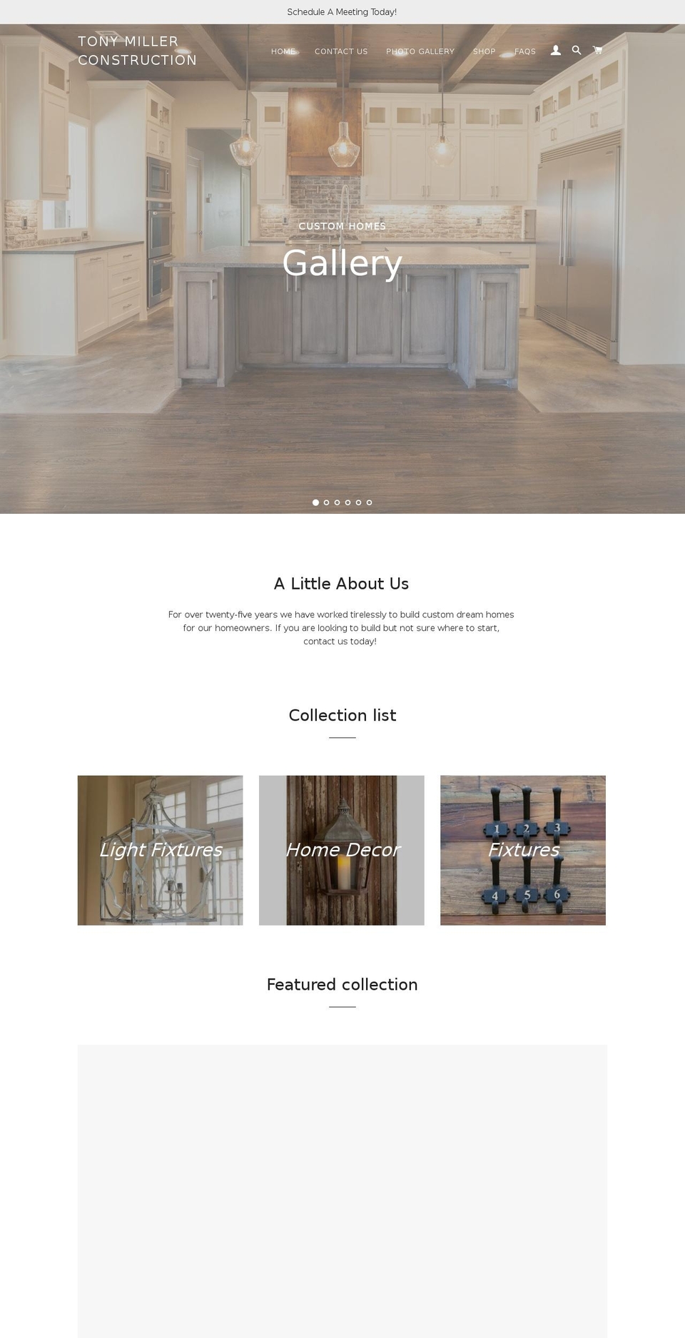 tonymillerconstruction.com — Shopify storefront screenshot