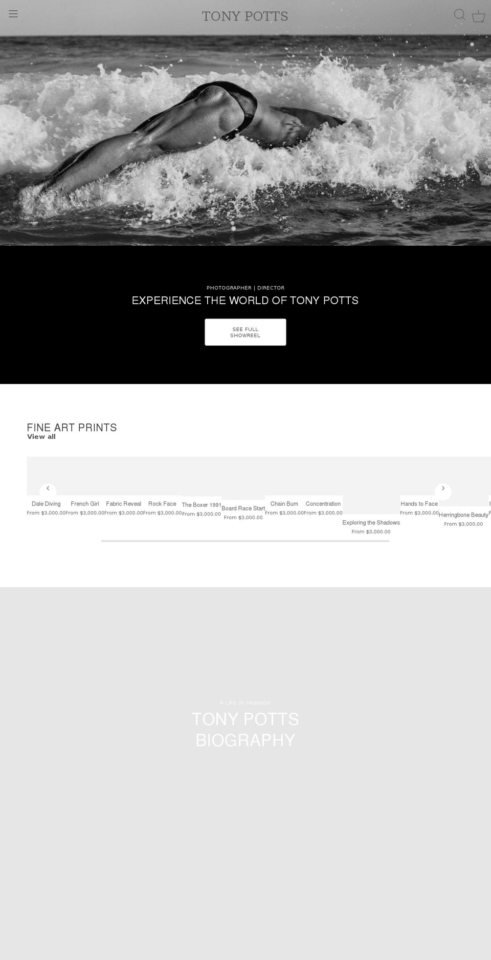 tonypottsphotography.com shopify website screenshot