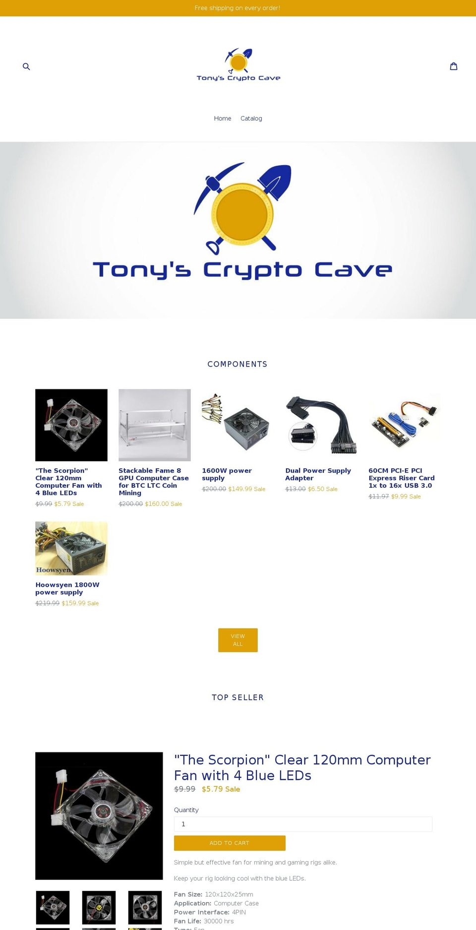 tonyscryptocave.com — Shopify storefront screenshot