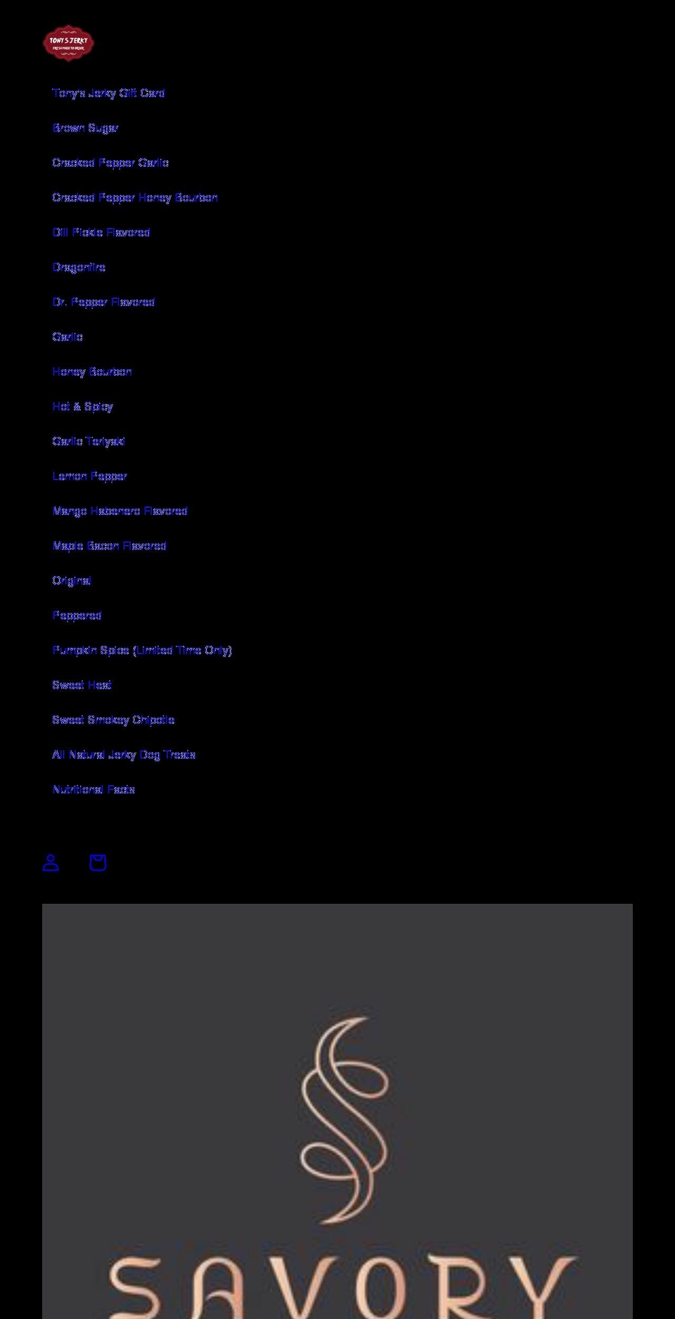 tonysjerky.net shopify website screenshot