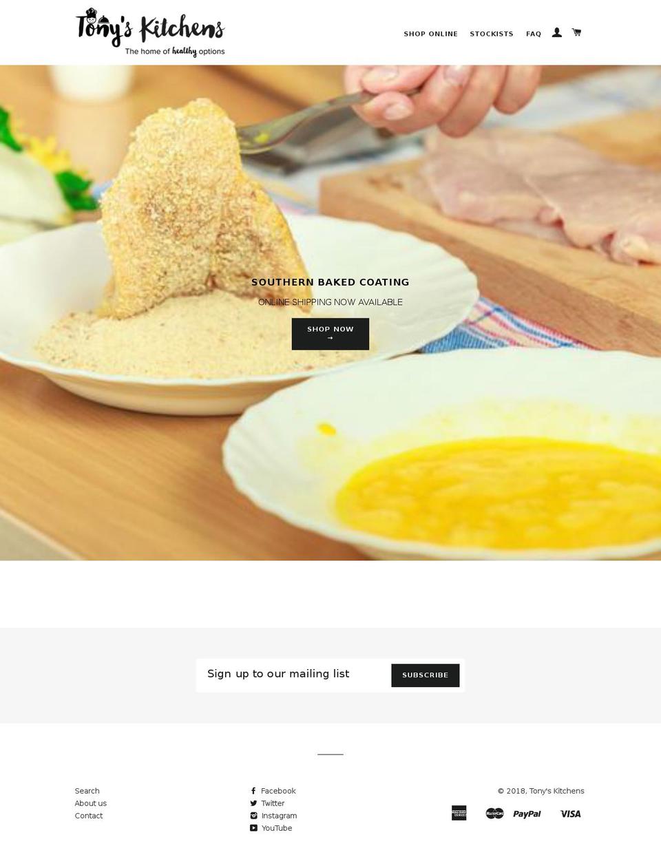 tonyskitchens.com shopify website screenshot