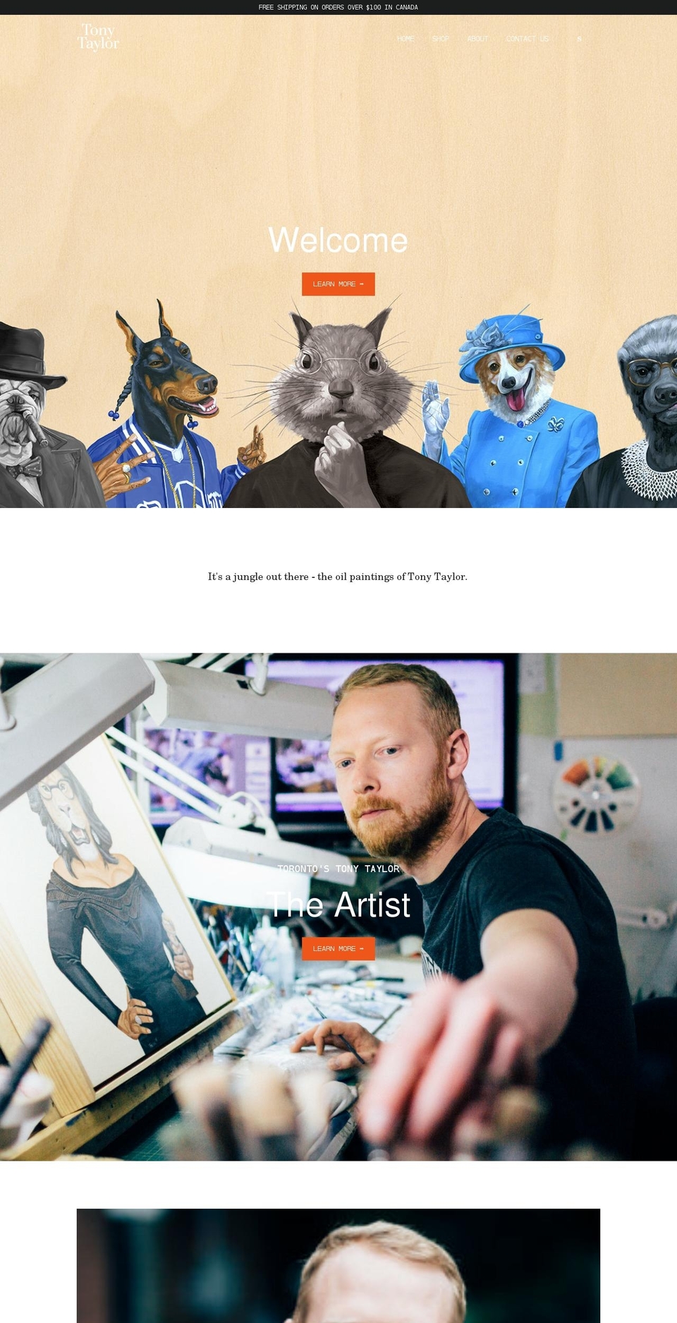 tonytaylorart.com shopify website screenshot