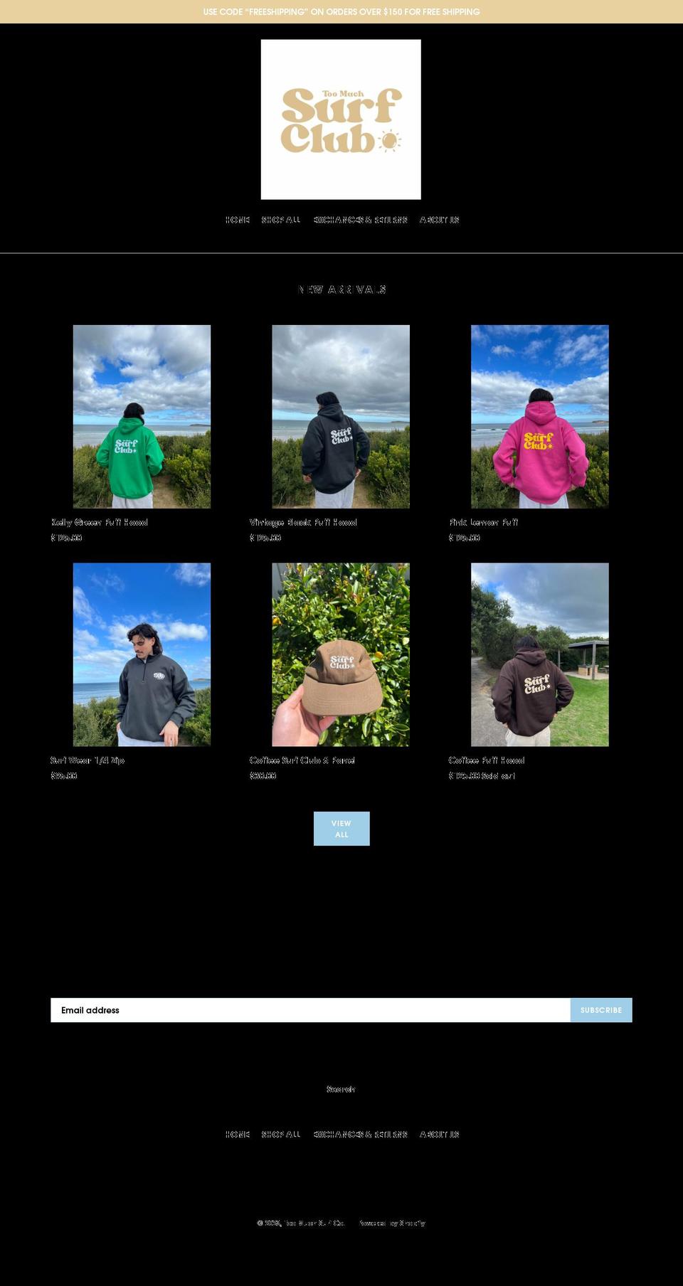 too-much-clothing-co.myshopify.com shopify website screenshot