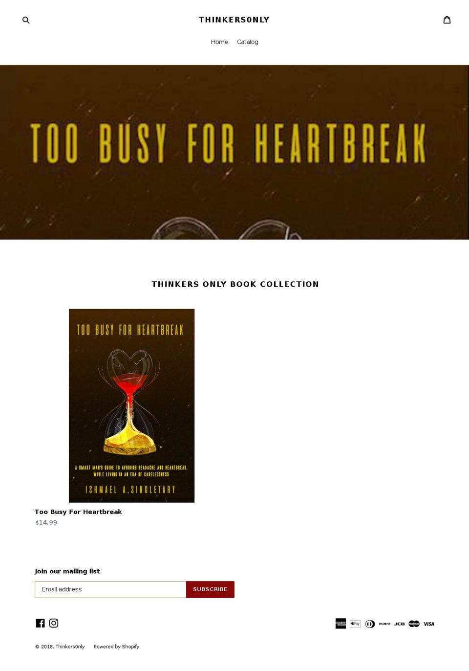 toobusyforheartbreak.com — Shopify storefront screenshot