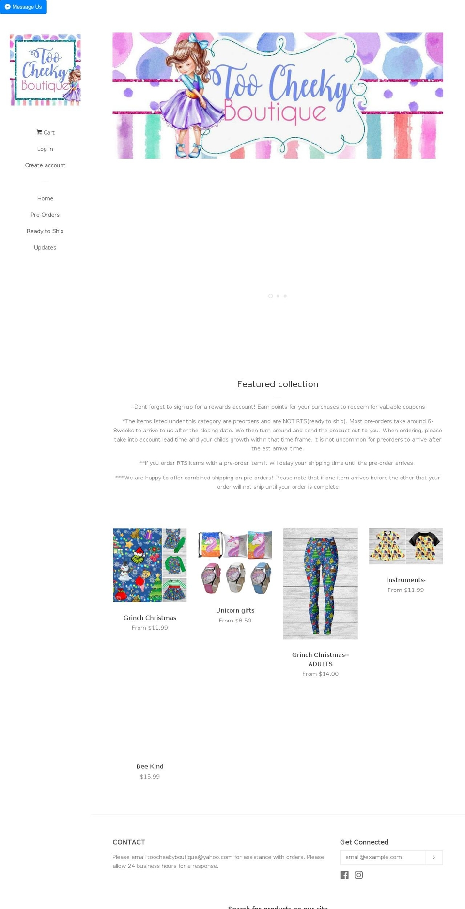 toocheekyboutique.com — Shopify storefront screenshot
