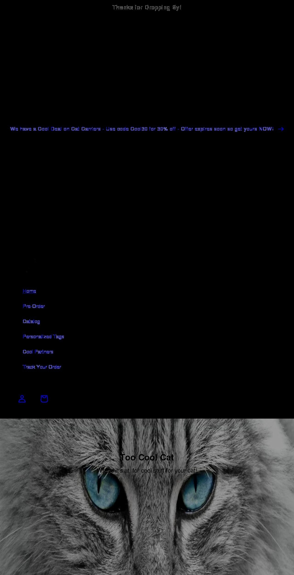 toocoolcat.com shopify website screenshot