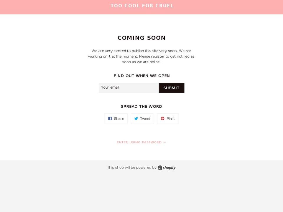 toocoolforcruel.com shopify website screenshot