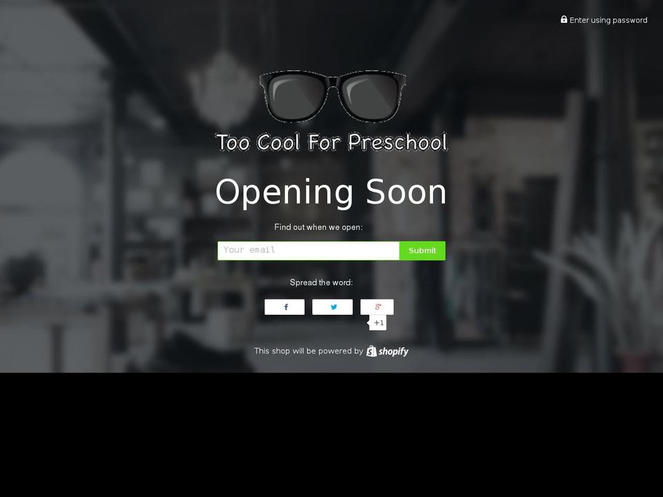toocoolforpreschool.com shopify website screenshot
