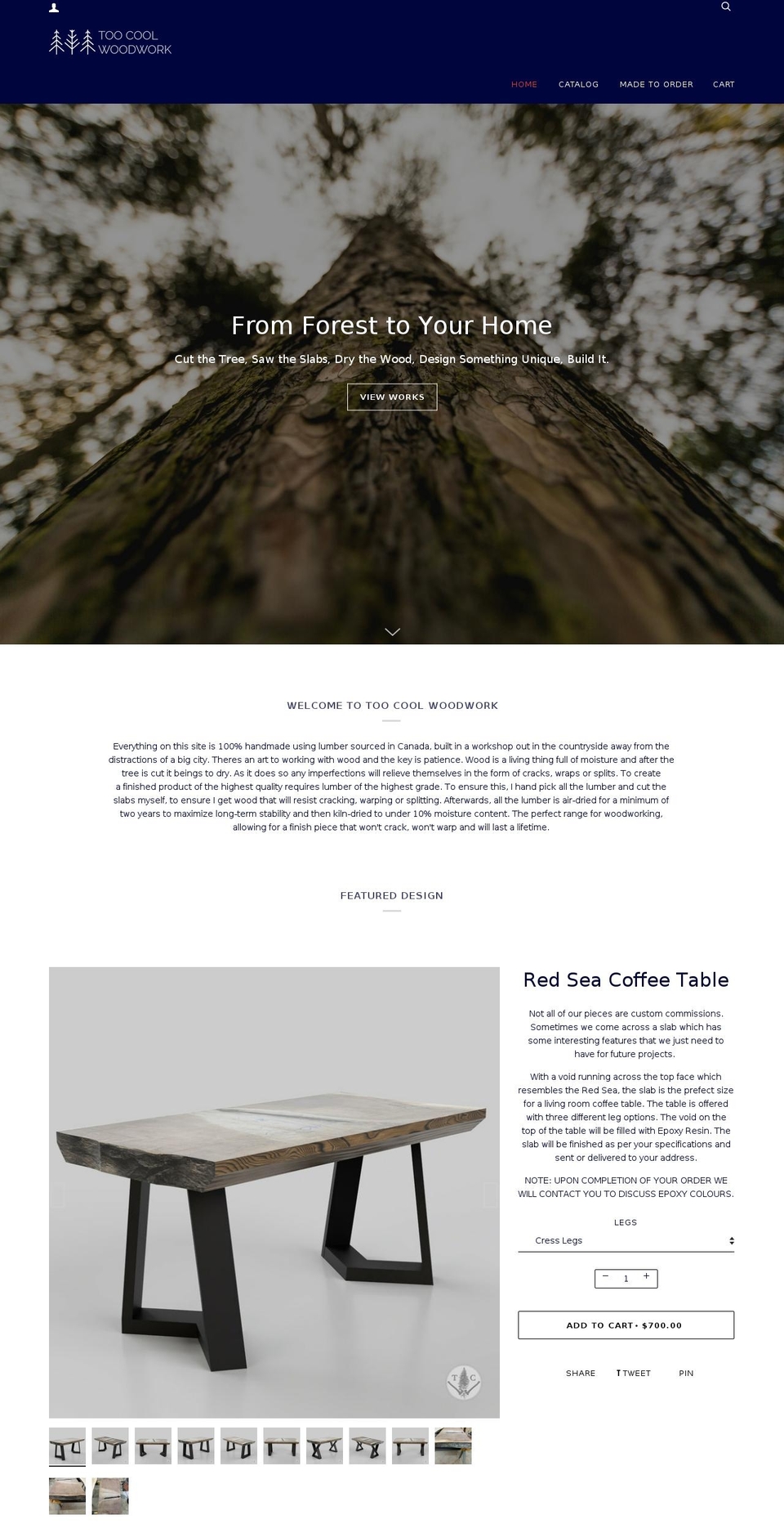 toocoolwood.com shopify website screenshot