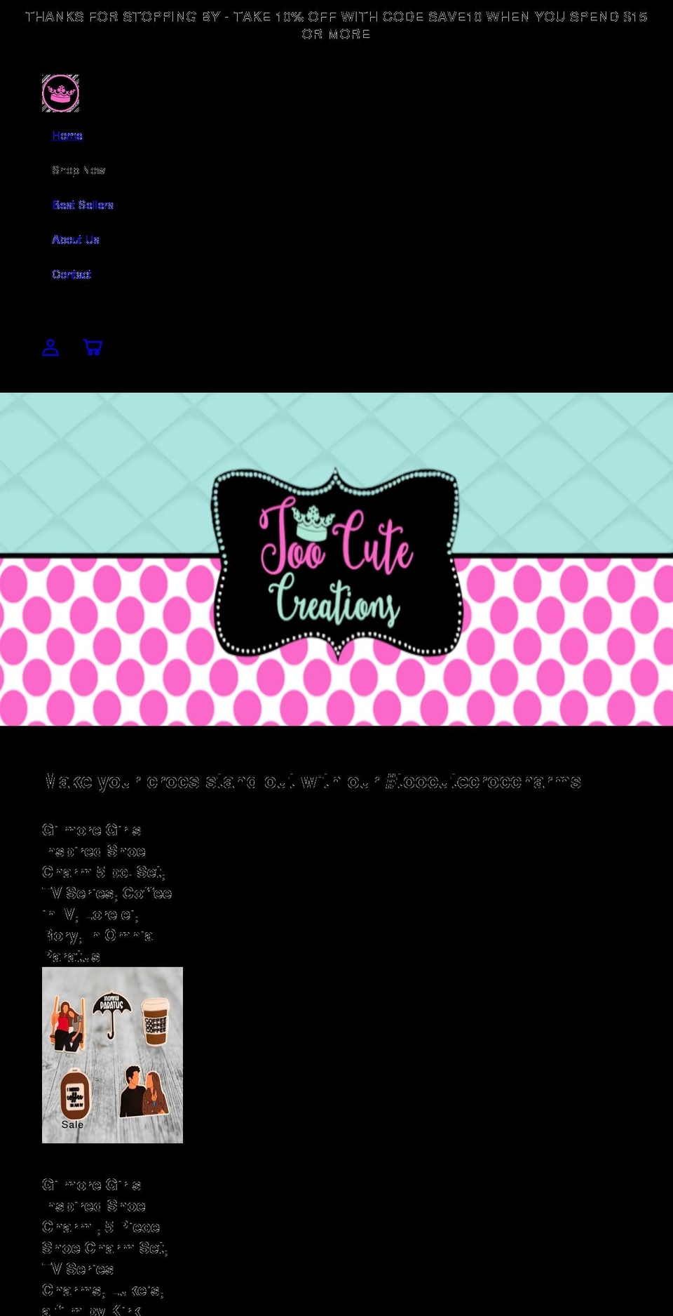 inspire Shopify theme site example toocutecreations.net