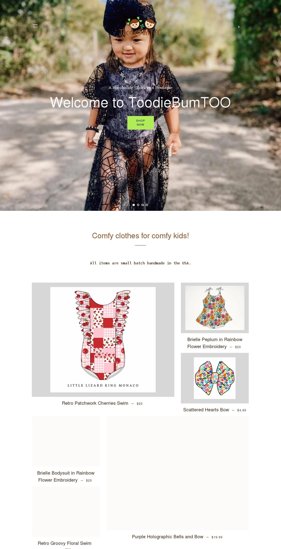 toodiebumtoo.com shopify website screenshot