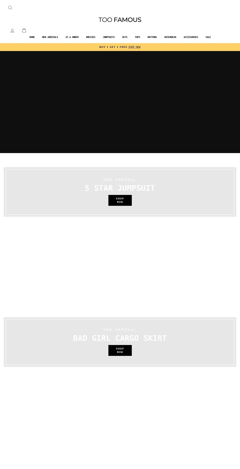 toofamousclothing.com shopify website screenshot
