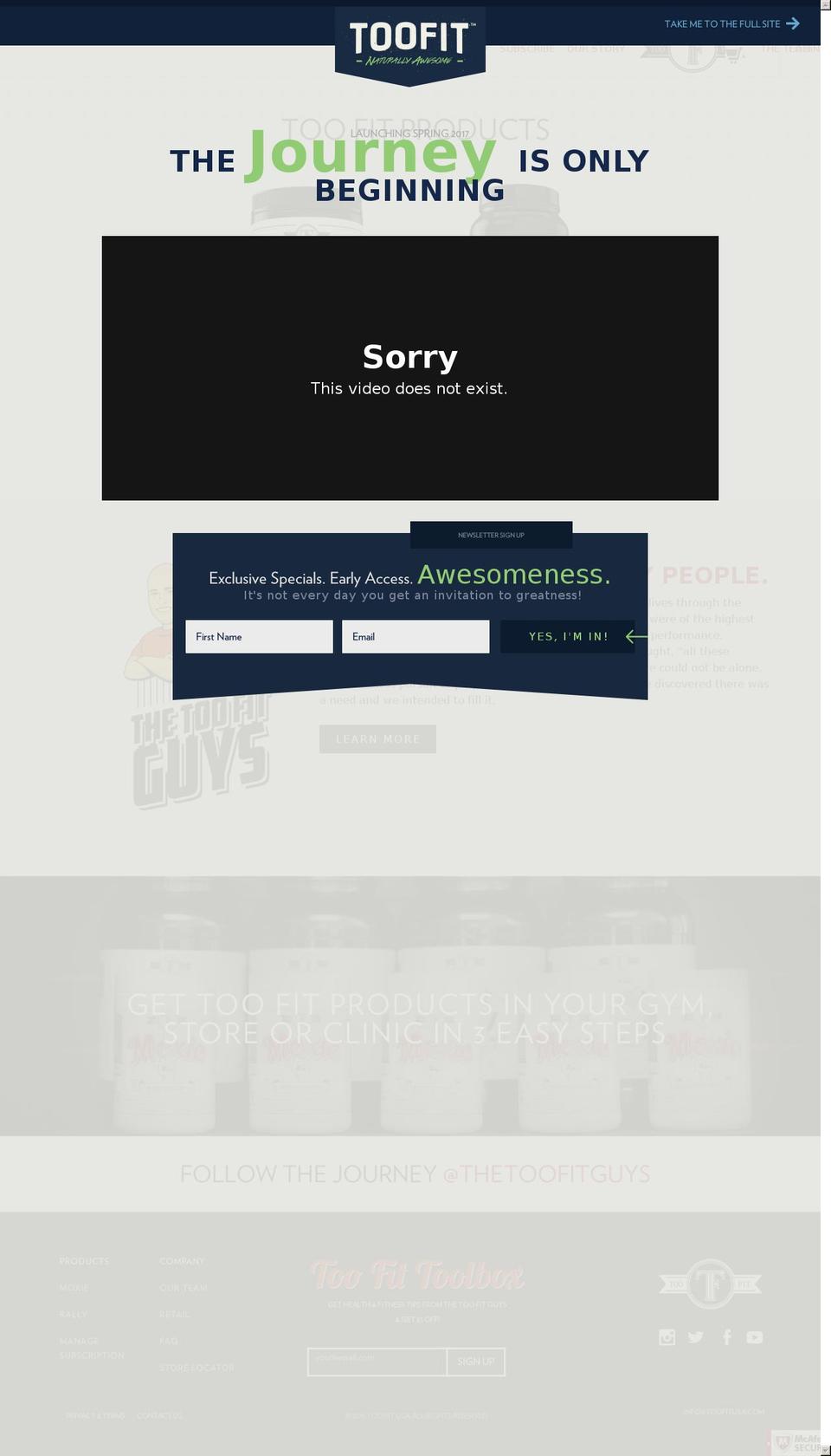toofit.com shopify website screenshot
