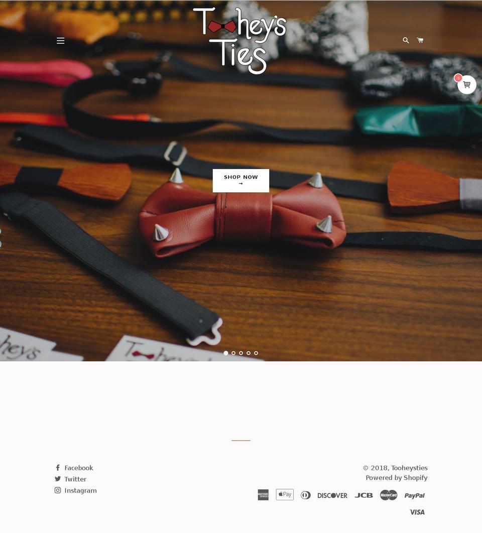 tooheysties.com — Shopify storefront screenshot