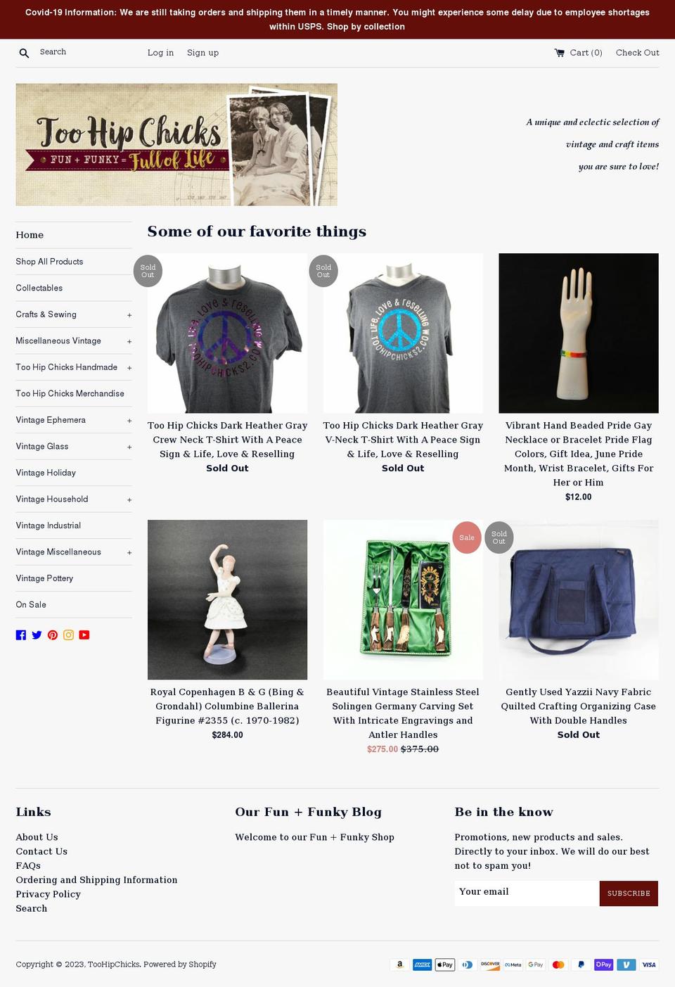 toohipchicks2.com shopify website screenshot