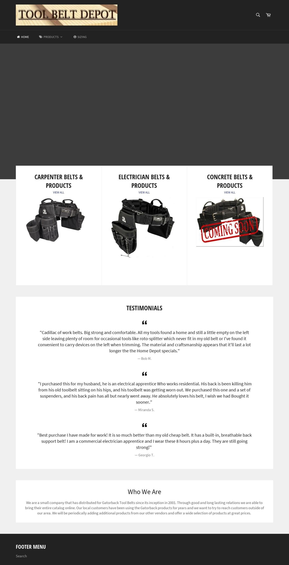 toolbeltdepot.com shopify website screenshot