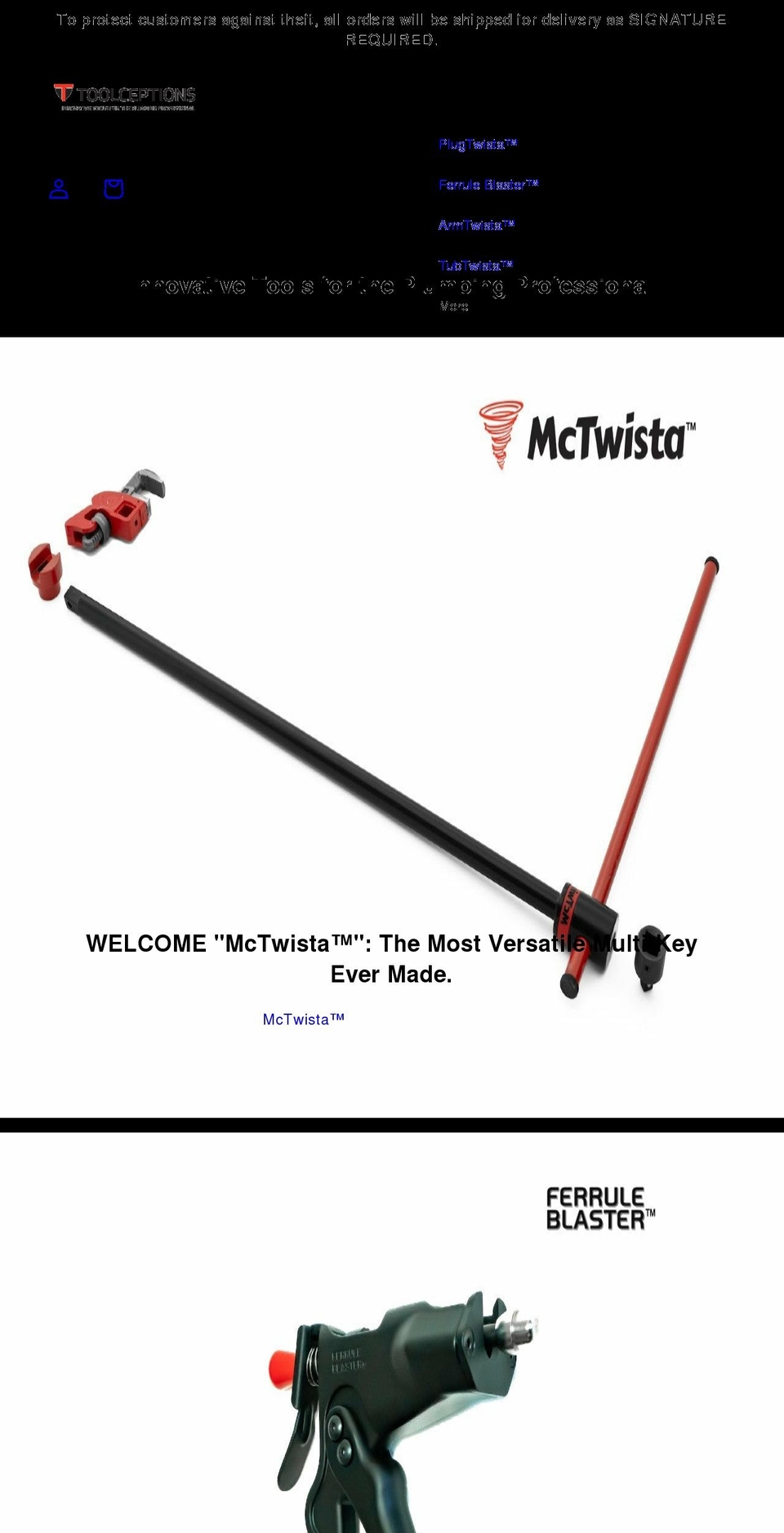toolceptions.com shopify website screenshot