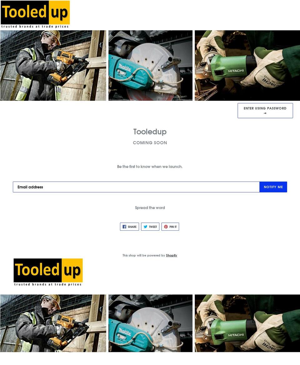 tooledup.co.nz shopify website screenshot