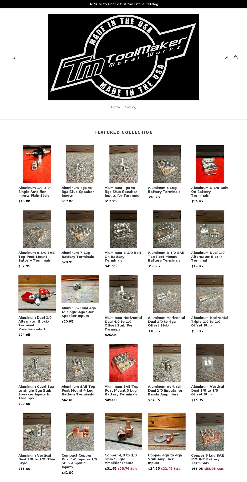toolmakermetalworkz.com — Shopify storefront screenshot