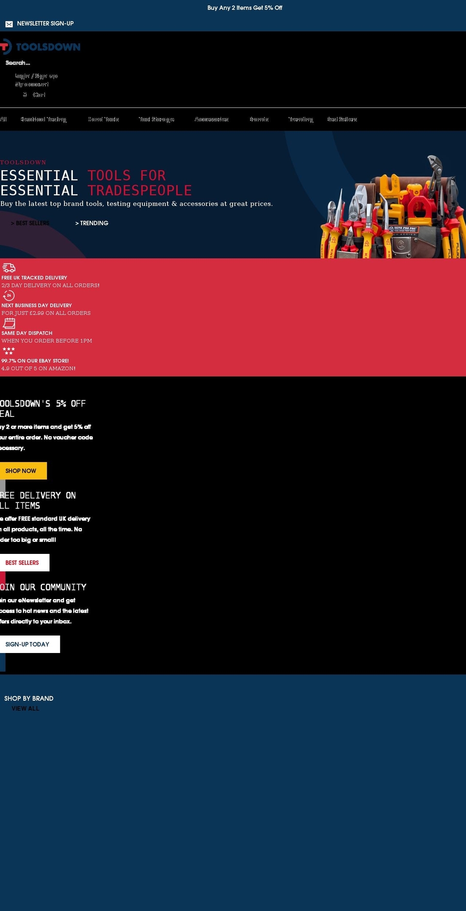 toolsdown.co.uk shopify website screenshot