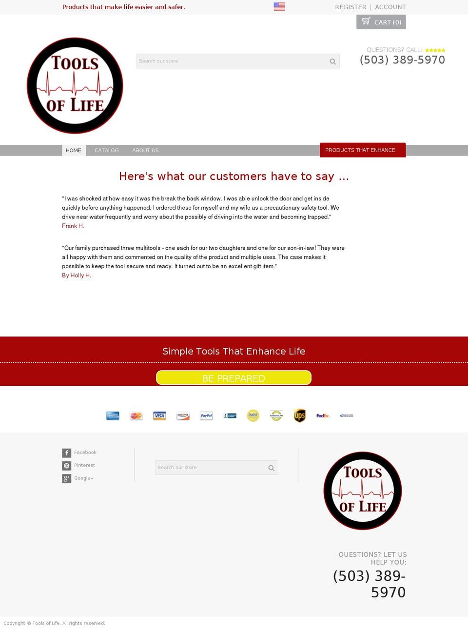 toolsoflife.net shopify website screenshot
