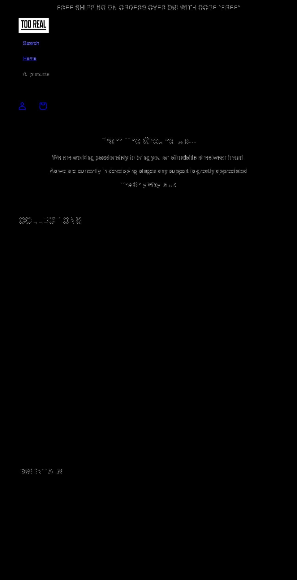 toorealclothing.com shopify website screenshot