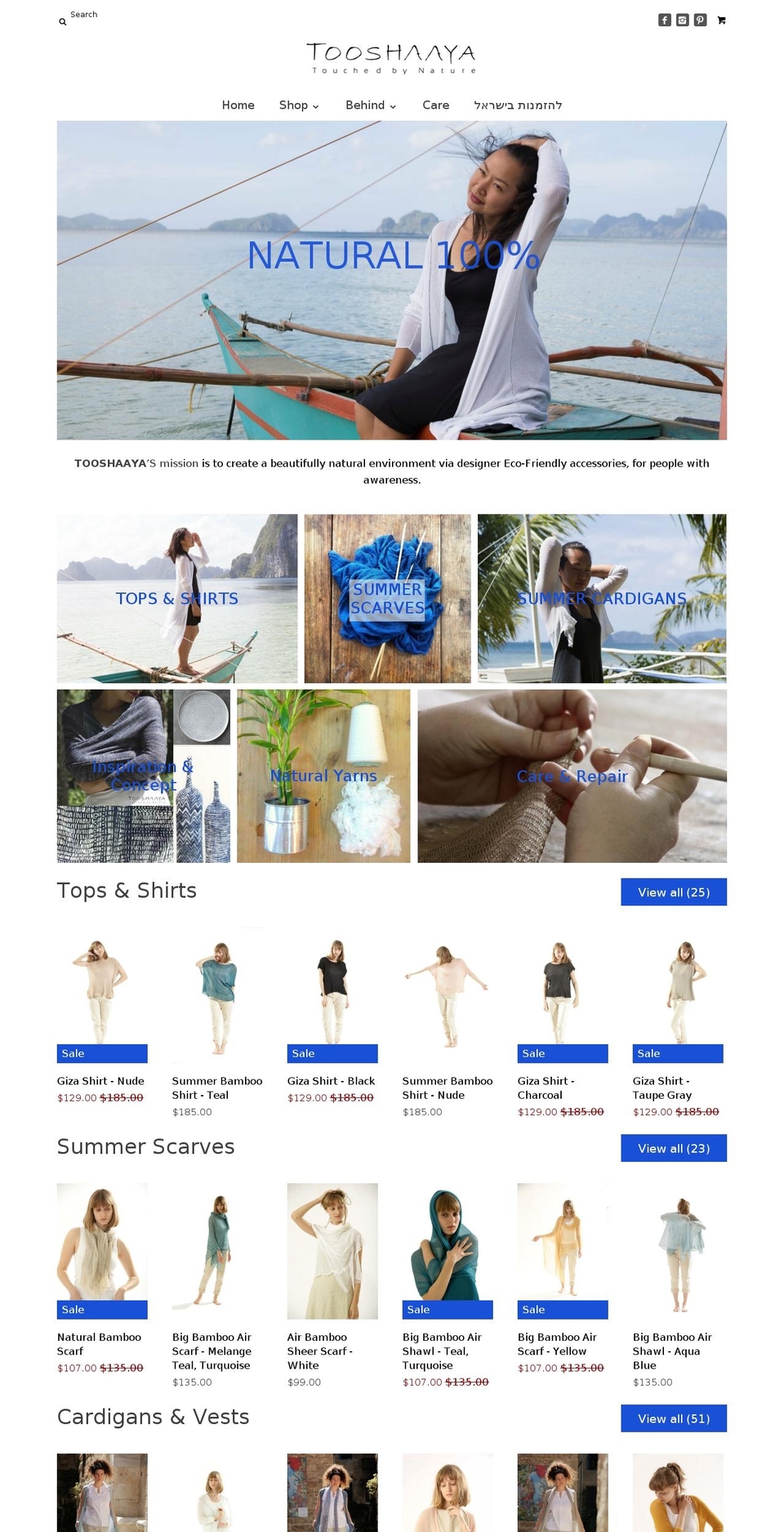 toosha.com — Shopify storefront screenshot