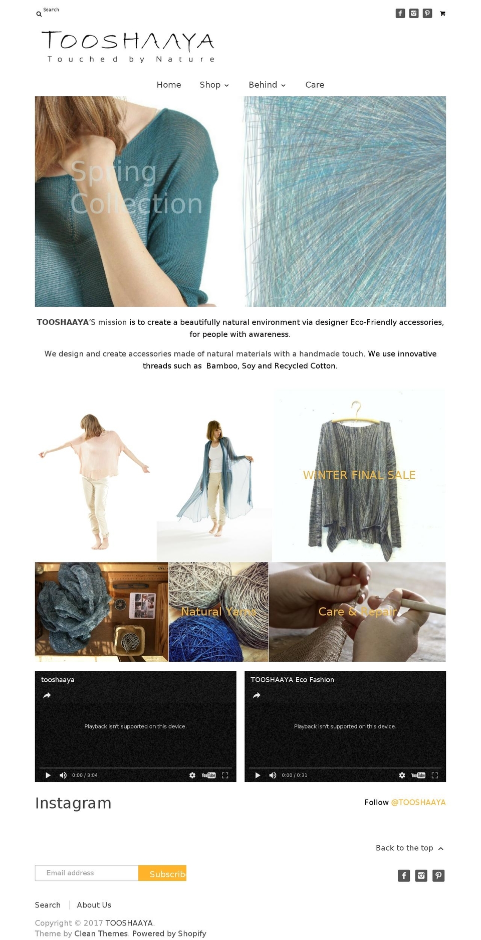 tooshaaya.com shopify website screenshot