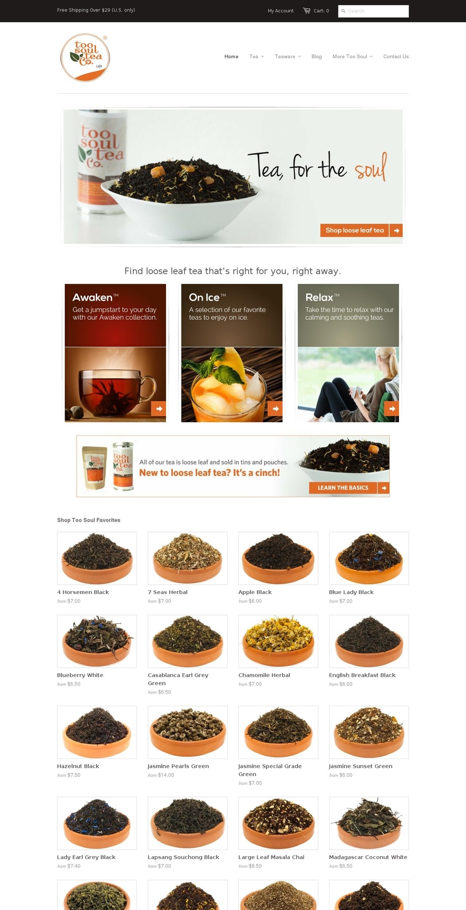 toosoultea.com shopify website screenshot