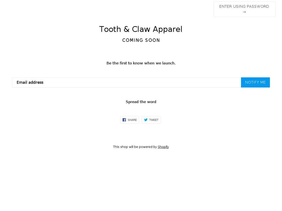 toothandclawapparel.com shopify website screenshot