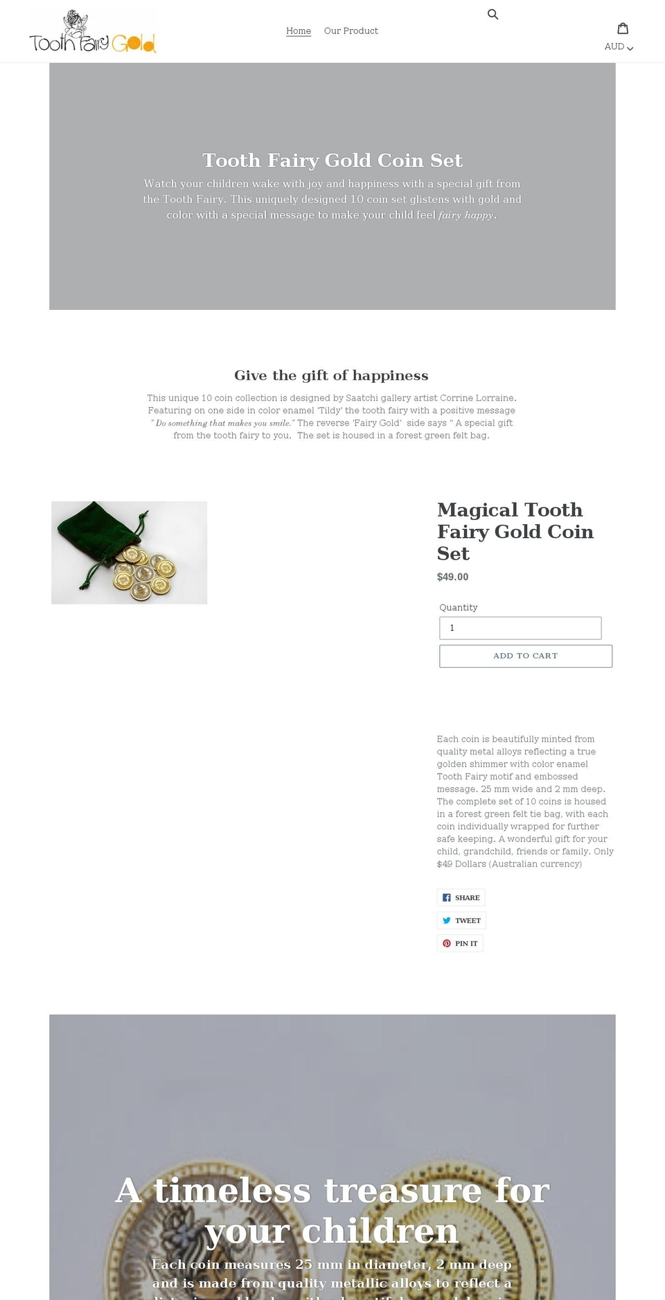 toothfairygold.com shopify website screenshot
