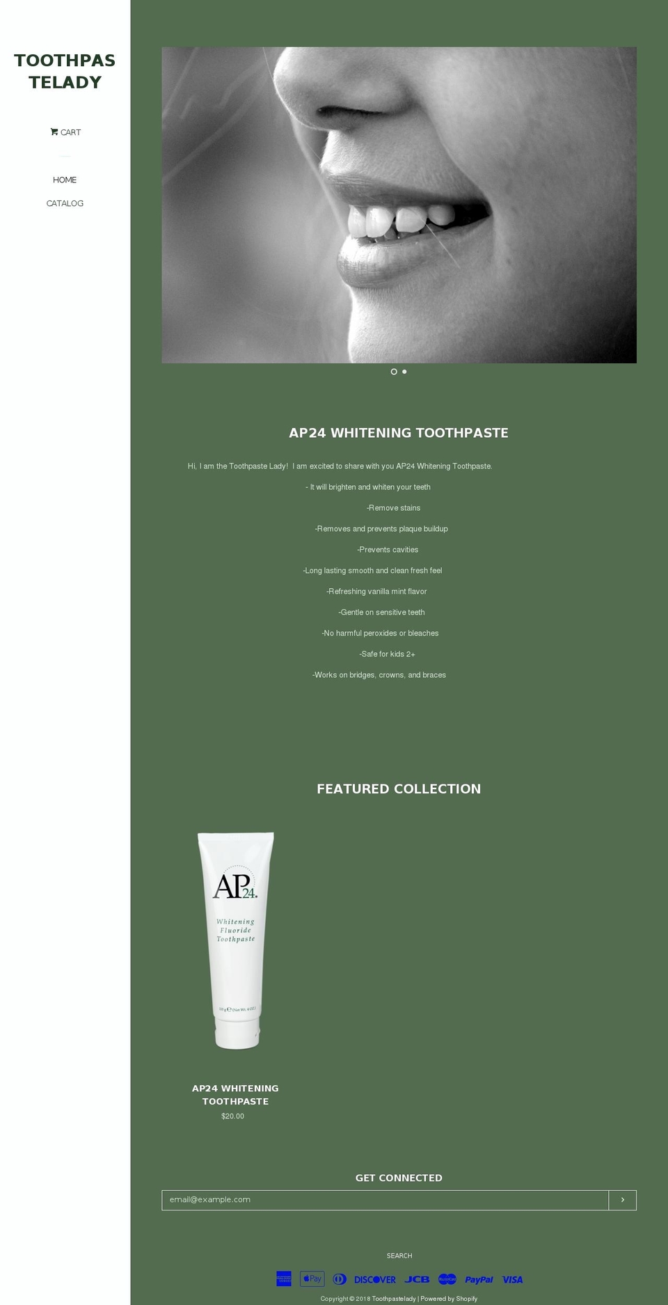 toothpastelady.com — Shopify storefront screenshot