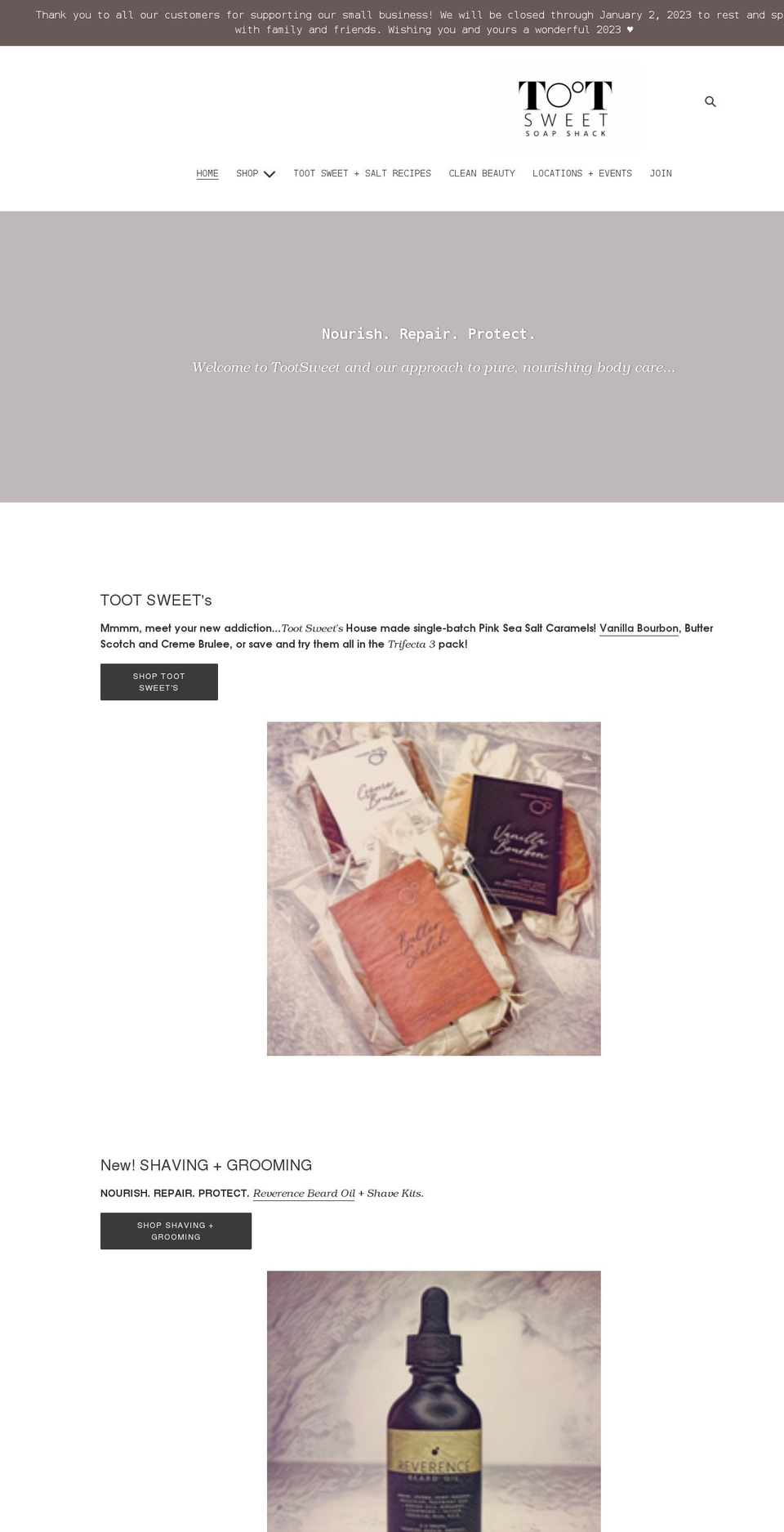 tootsweetsoapshack.com shopify website screenshot
