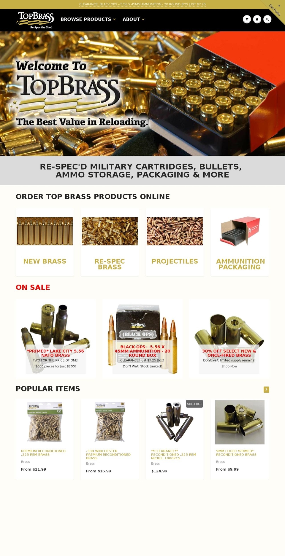 top-brass.org shopify website screenshot