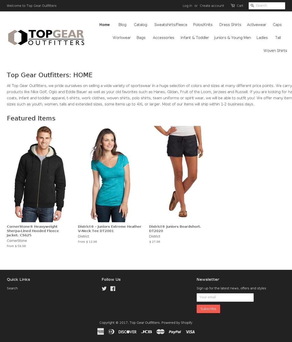 top-gear-outfitters.com shopify website screenshot