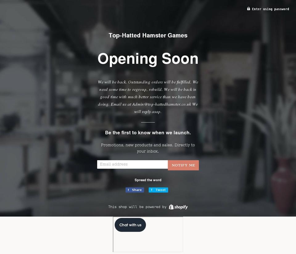 top-hattedhamster.co.uk shopify website screenshot