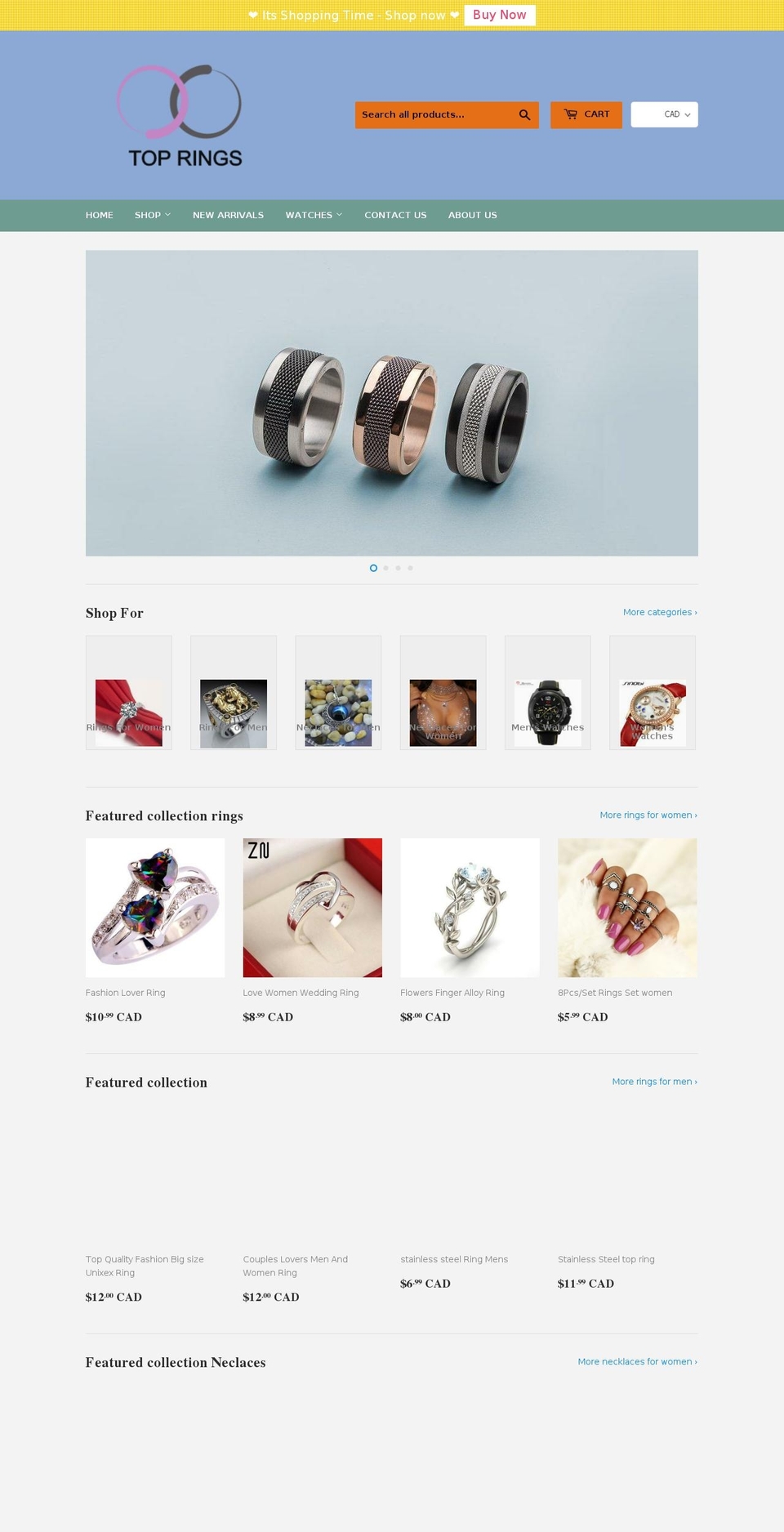 top-rings.com — Shopify storefront screenshot