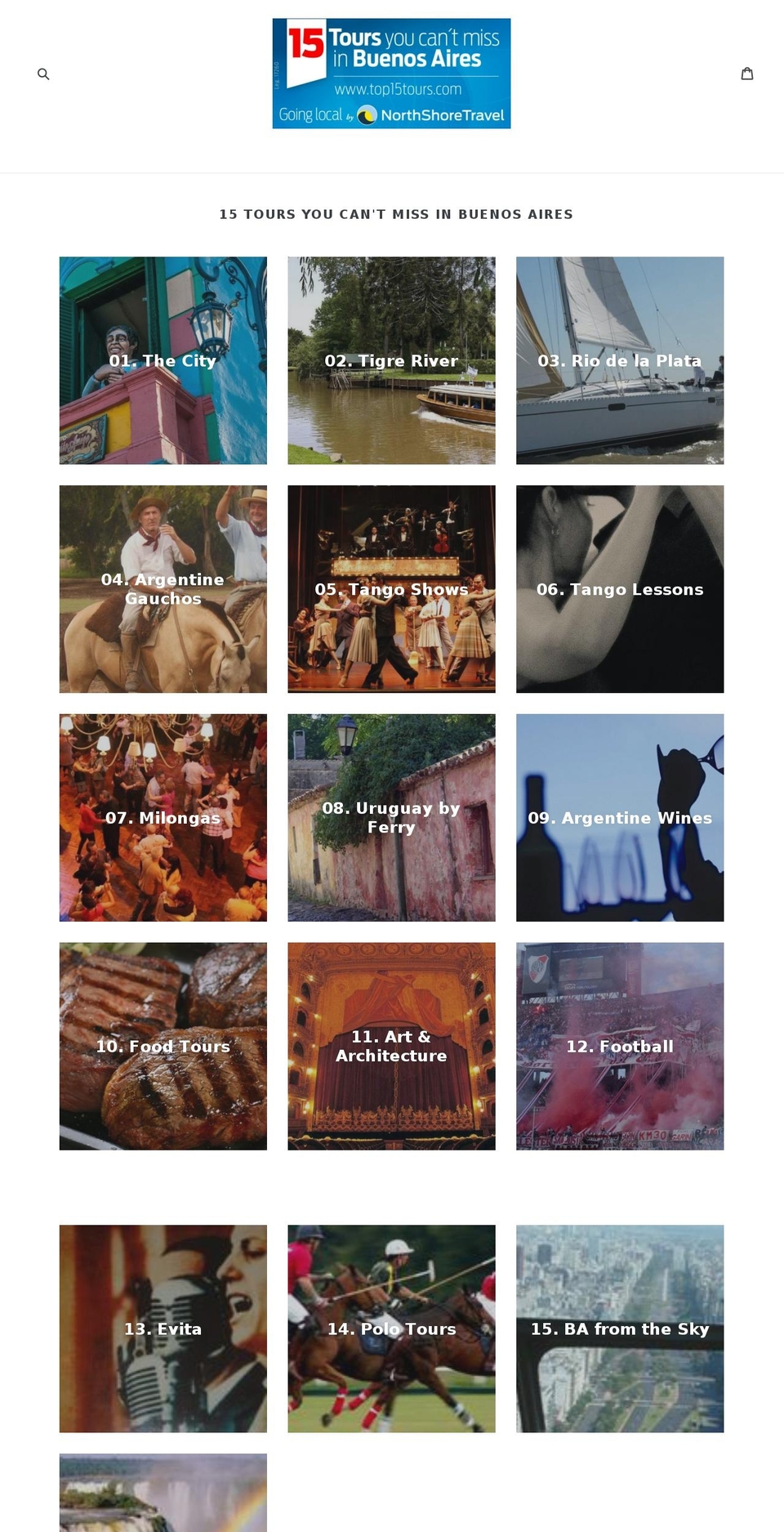 top15tours.com — Shopify storefront screenshot