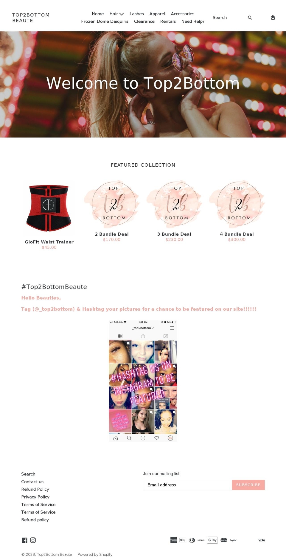 top2bottombeaute.com shopify website screenshot