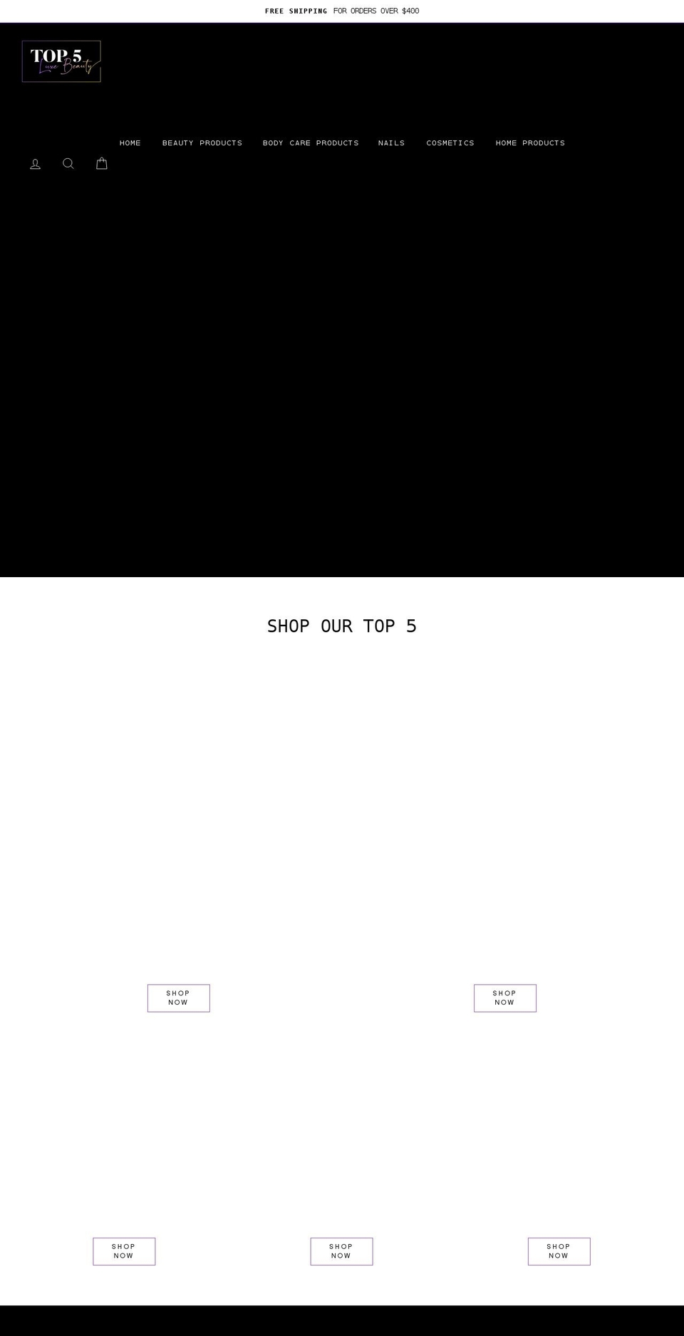 top5luxebeauty.com shopify website screenshot