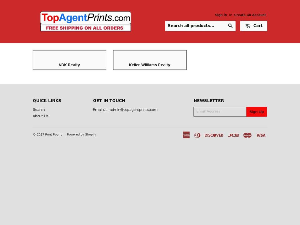 topagentprinting.com shopify website screenshot
