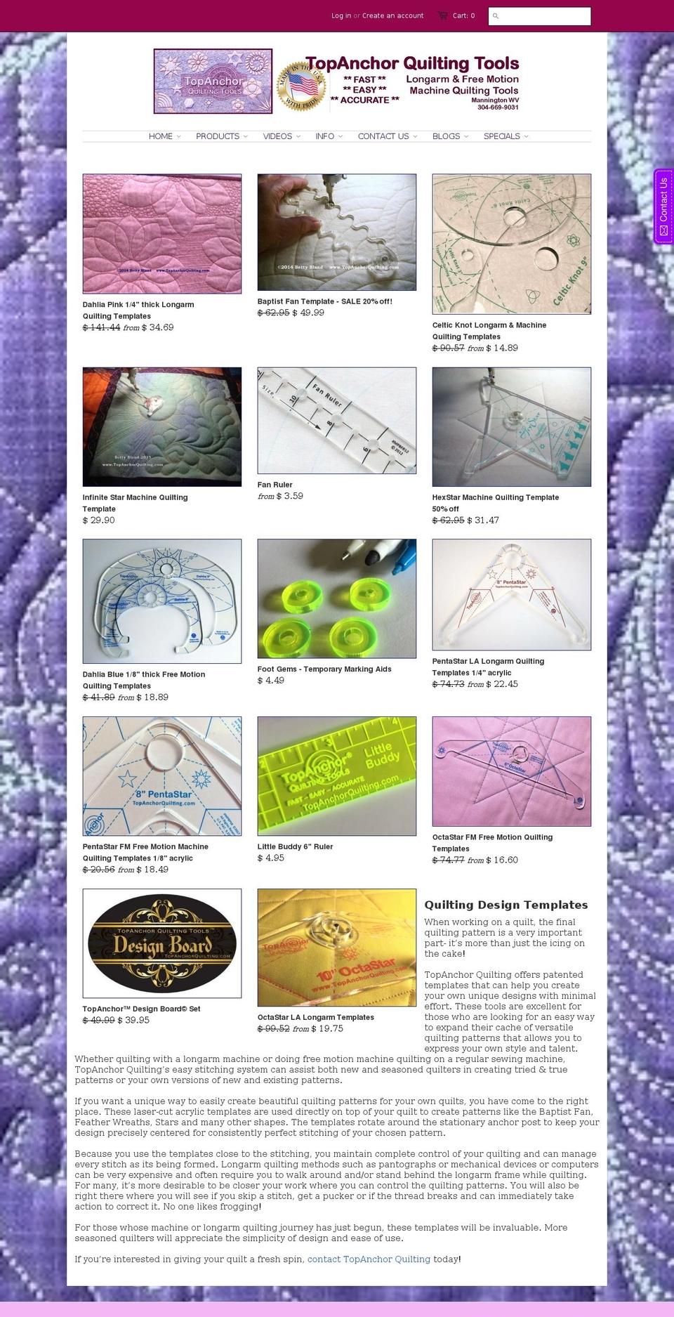 topanchorquiltingtools.com — Shopify storefront screenshot