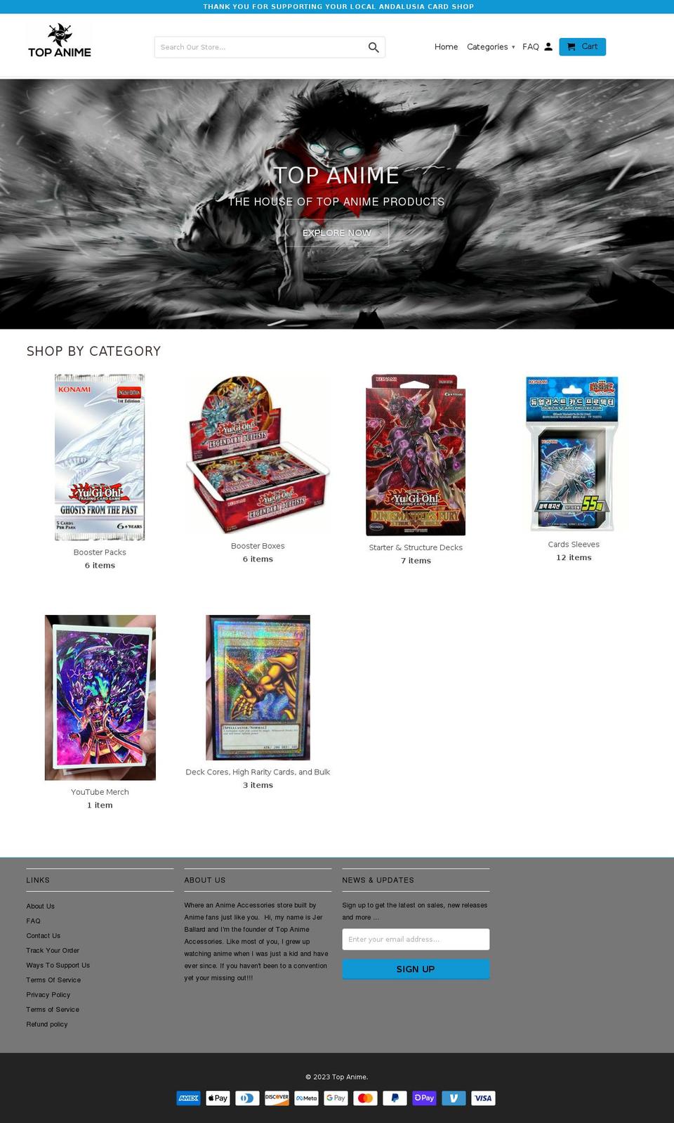 topanimeaccessories.com — Shopify storefront screenshot