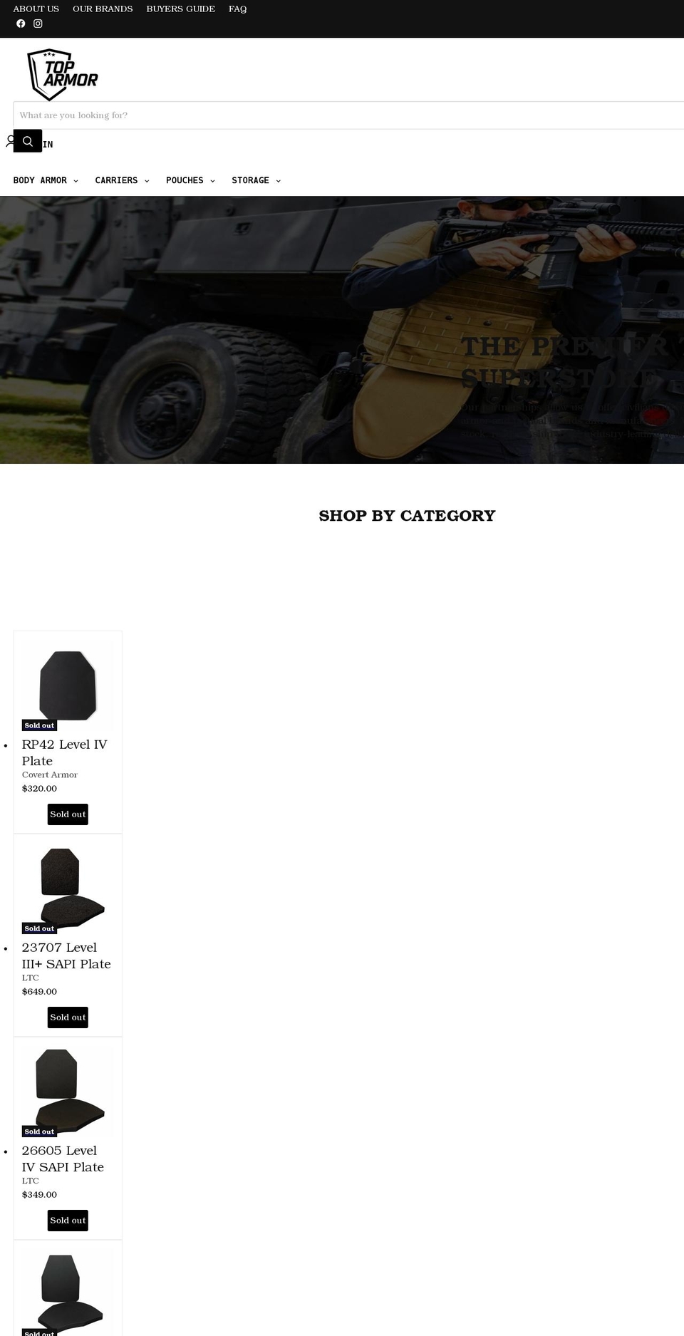 toparmor.com shopify website screenshot