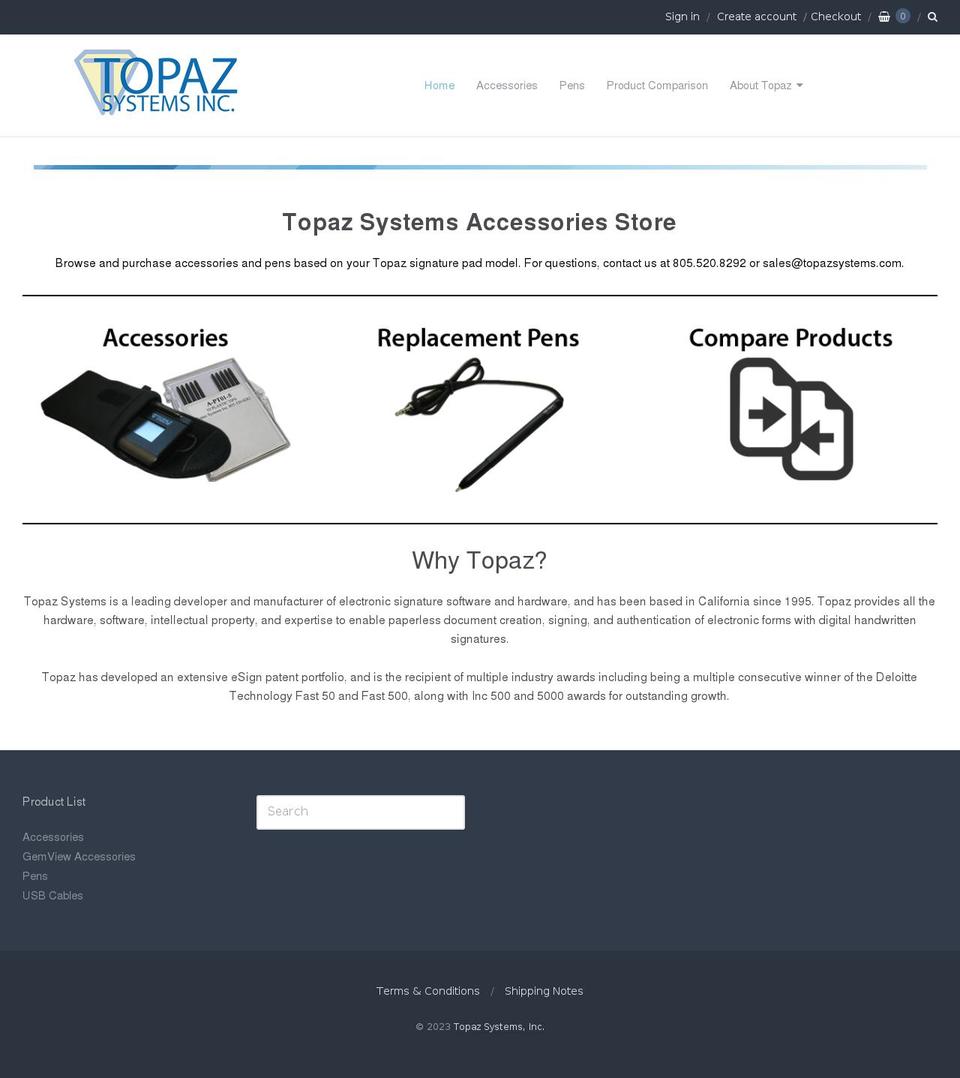topaz-systems.myshopify.com shopify website screenshot