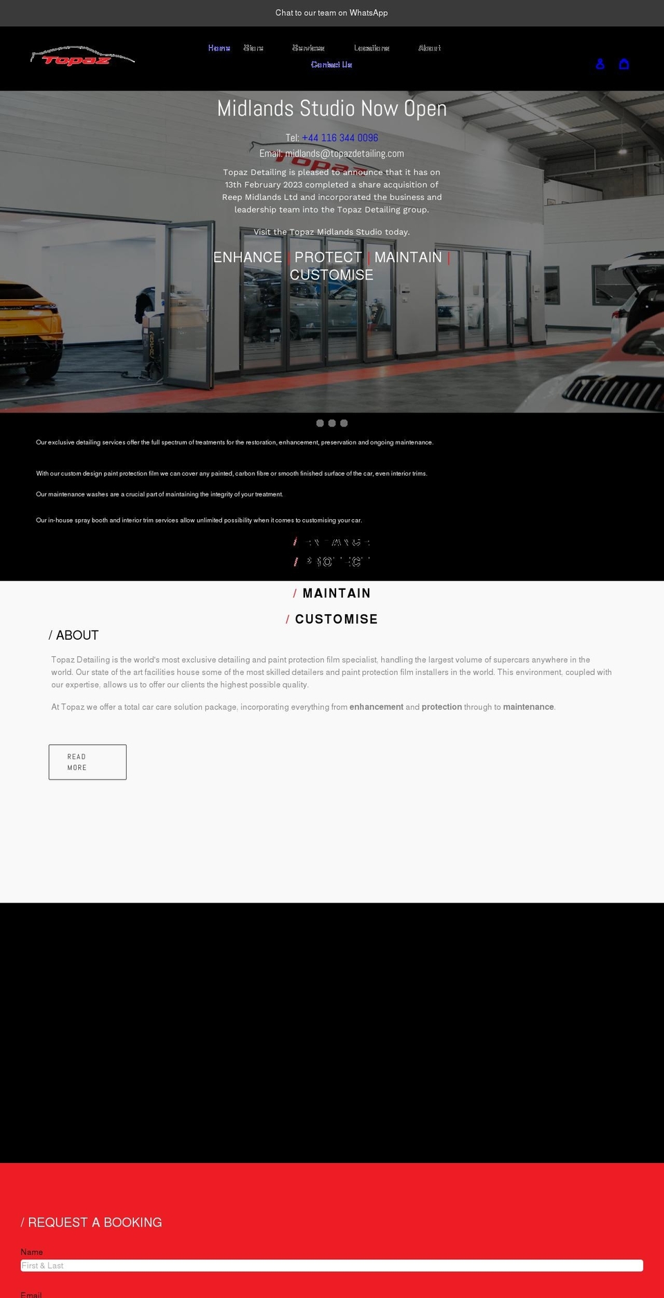 topazdetailing.com shopify website screenshot