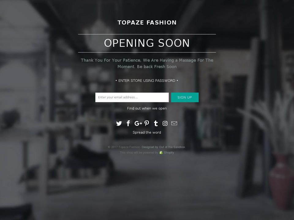 topazefashion.com shopify website screenshot