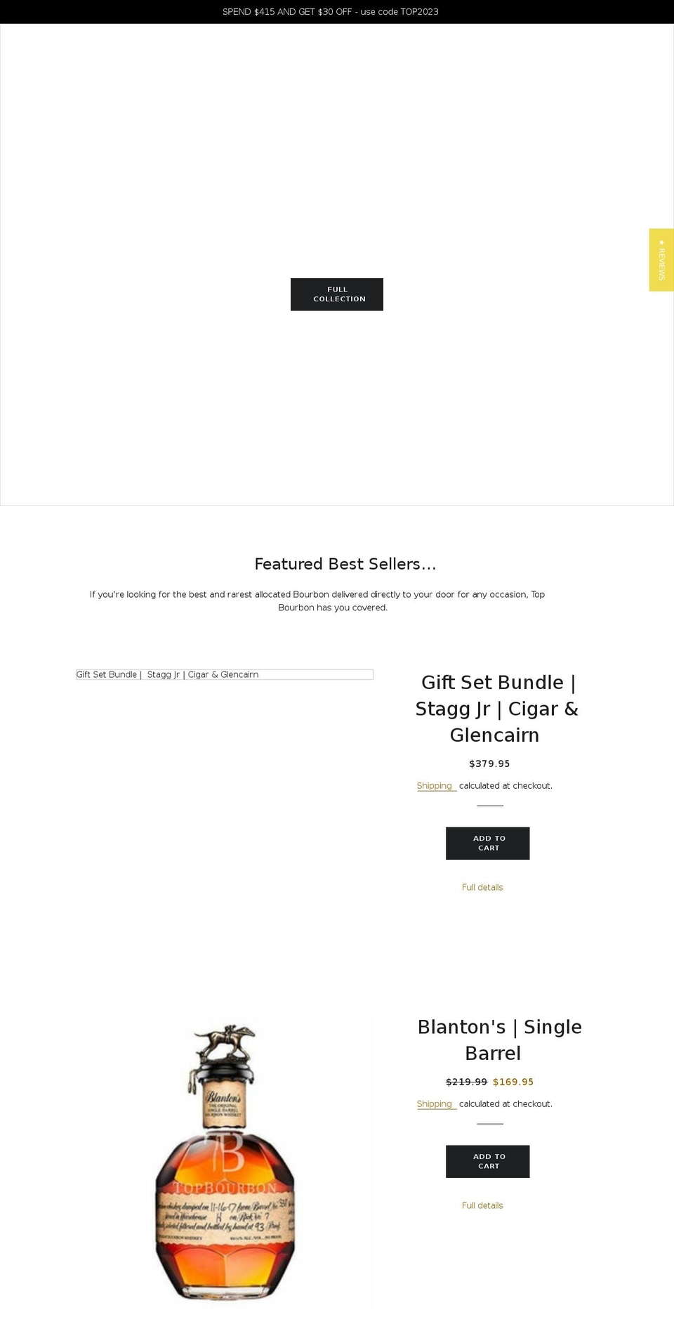 topbourbon.com shopify website screenshot