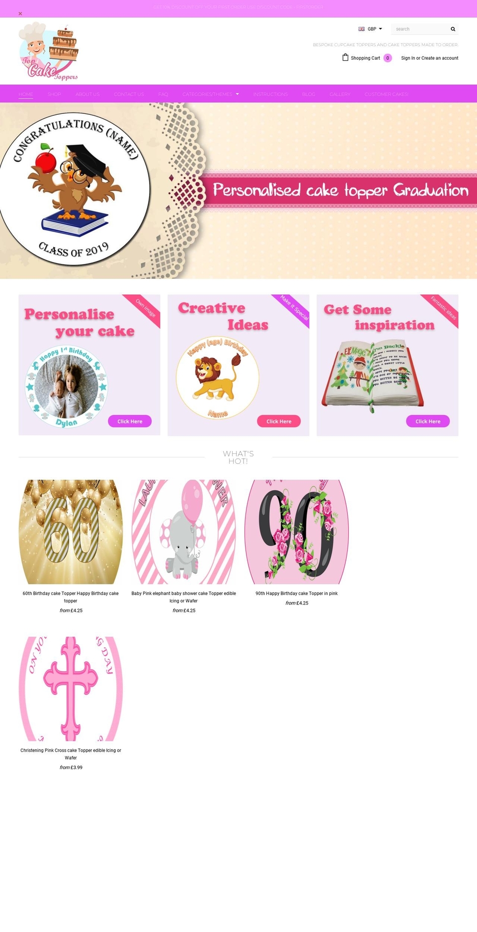 topcaketoppers.co.uk shopify website screenshot